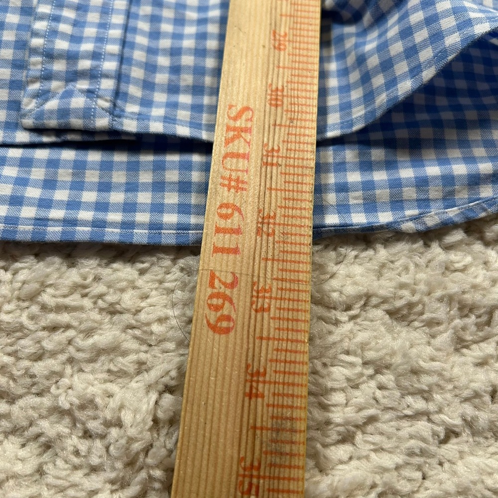 Ralph Lauren Button Down Shirt XXL Blue Gingham Slim Fit Stretch Oxford - Picture 3 of 8